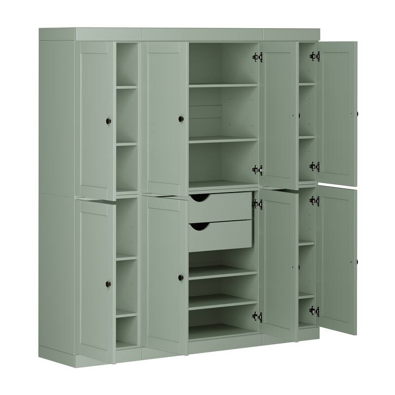 Palace Imports 100% Solid Wood 65" Pantry Cabinet with Shaker Doors, 2-Drawers and Adjustable Shelves