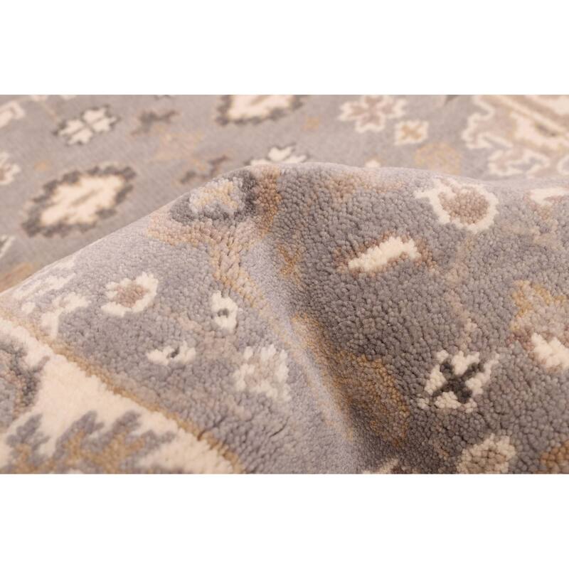 ECARPETGALLERY Hand-knotted Royal Oushak Grey Wool Rug - 2'6 x 9'9