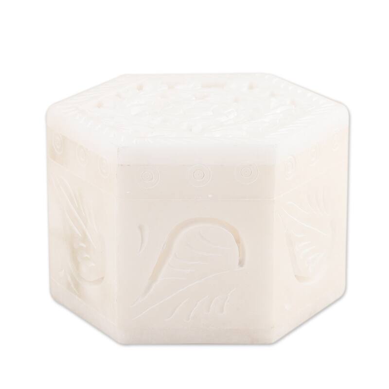 Novica Handmade Blooming Traditions Alabaster Jewelry Box