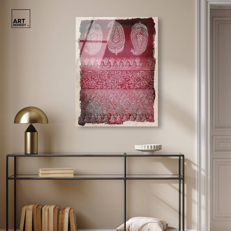 Burgundy Stamps Acrylic by Art Remedy, Ready to Hang