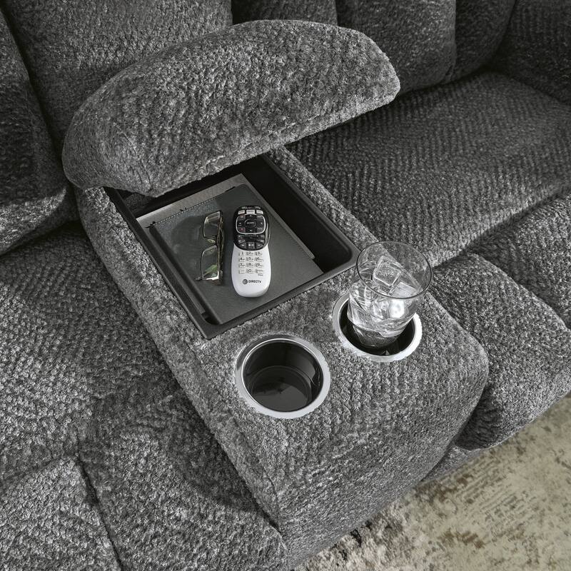 Signature Design by Ashley Frohn Double Reclining Loveseat with Console - 80"W x 40"D x 42"H