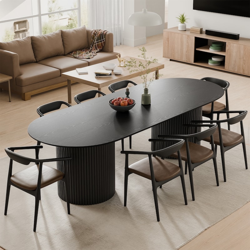 86" Big Solid Wood Oval Dining Table Kitchen Table for Family
