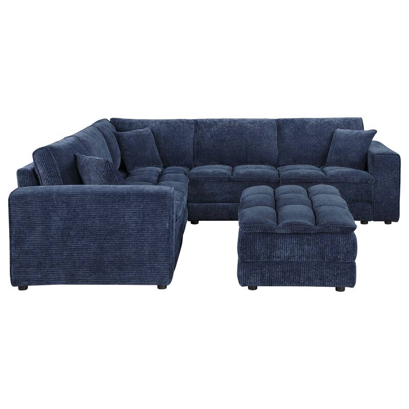 Atlantic 5-Piece Upholstered Modular Sectional Sofa Blue