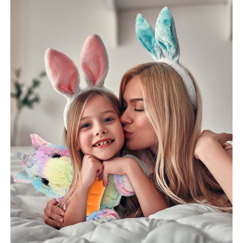 DolliBu Easter Super Soft Plush Sitting Rainbow Unicorn with Carrot - 10 inches
