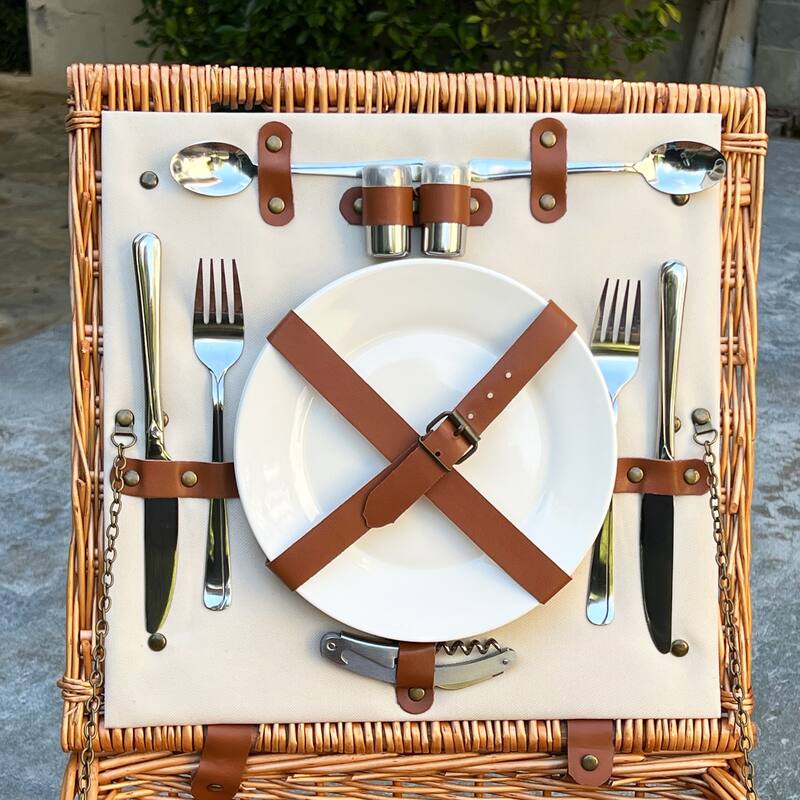 Picnic at Ascot - Willow Basket for Two with Blanket