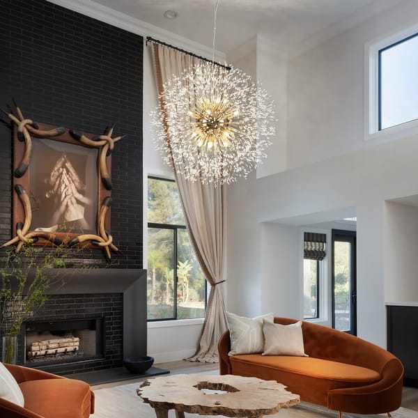 Starsky 9-Light Modern Glam Crystal Firework Sputnik Ceiling Light Dandelion Starburst
