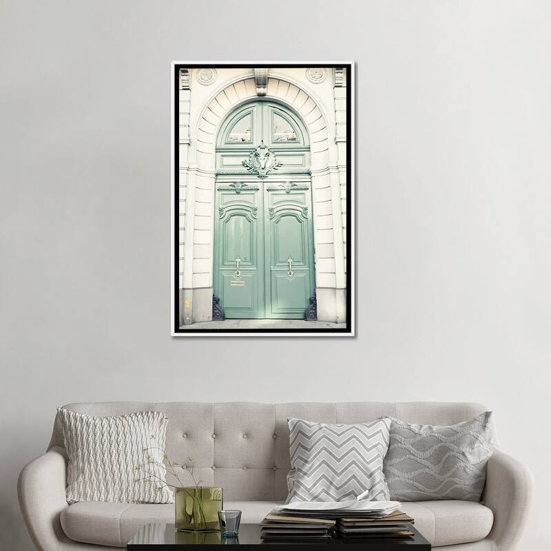 iCanvas "Paris Door, Mint" by Caroline Mint Framed