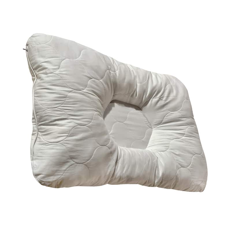 HomeRoots Cotton Latex Foam And Wool Firm Hypoallergenic Queen Size Bed Pillow - Ivory