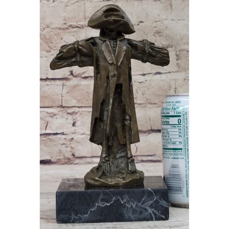 Pirate Skeleton Tied To Post Real Bronze Metal Statue Sculpture On Marble Base