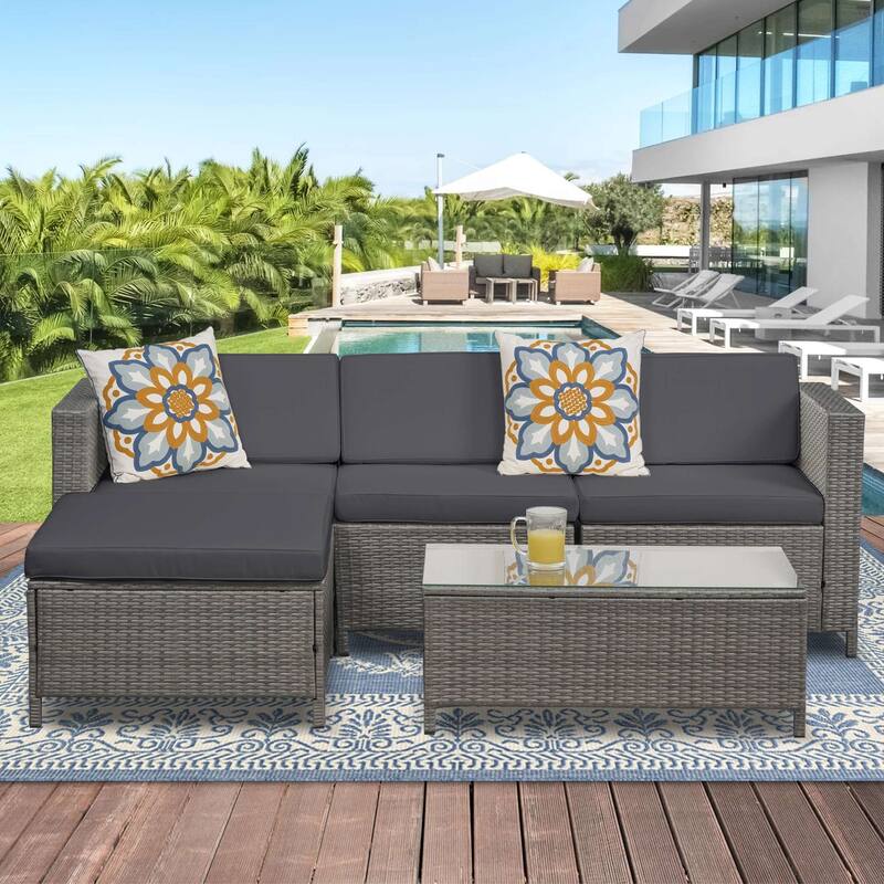 Royalcraft 5 Piece PE Rattan Wicker Sectional Sets