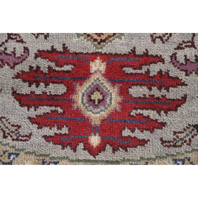 Geometric Heriz Serapi Round Rug Hand-knotted Wool Carpet - 6'0"x 6'0"