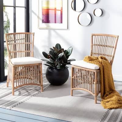 SAFAVIEH Erika Rattan Accent Chair with Cushion (Set of 2) - 19.7" W x 22.1" L x 35.4" H