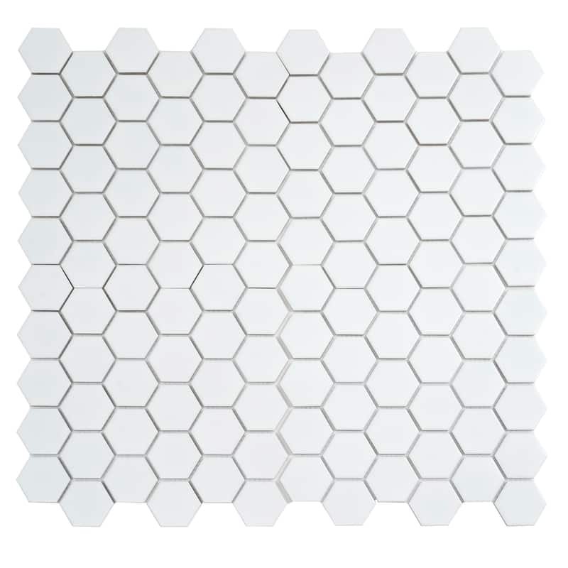 Apollo tile 11" x 11" Cirkel Hex Matte White Porcelain Tile (8.25 sq ft/case) - 10 Pack