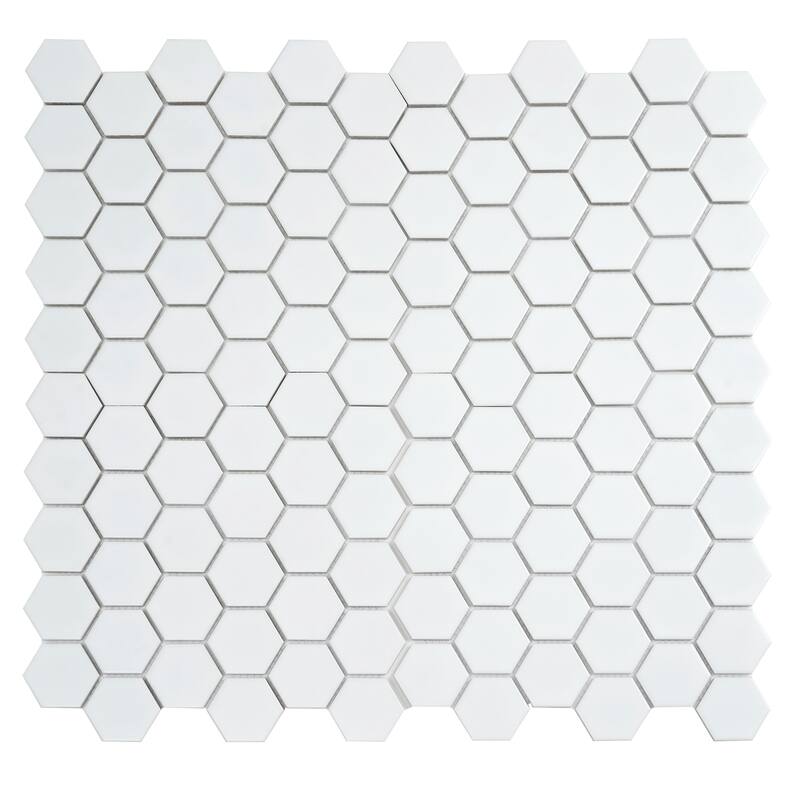 Apollo tile 11" x 11" Cirkel Hex Matte White Porcelain Tile (8.25 sq ft/case) - 10 Pack