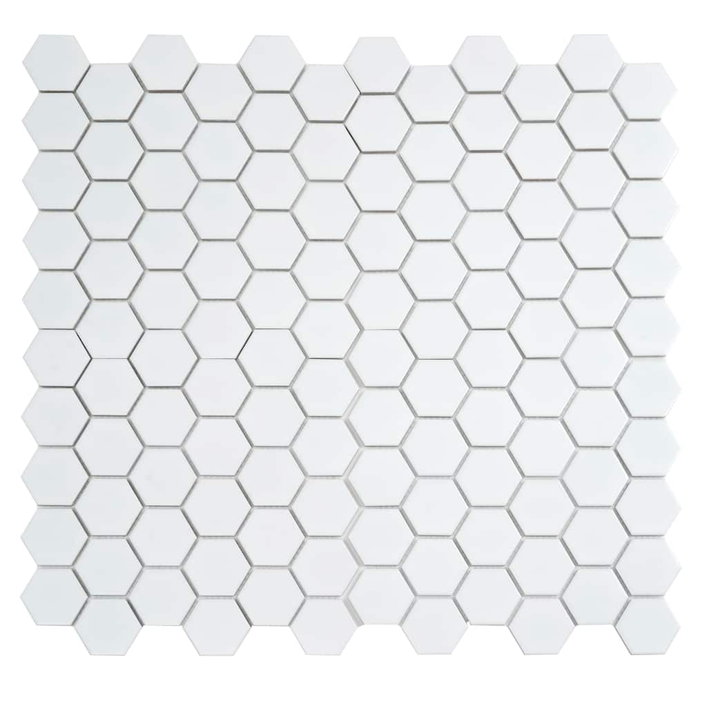 Apollo tile 11" x 11" Cirkel Hex Matte White Porcelain Tile (8.25 sq ft/case) - 10 Pack
