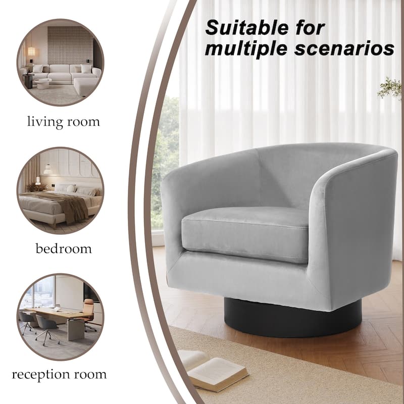 UIXE Set of 2 Swivel Barrel Accent Chair Velvet Armchair For Living Room