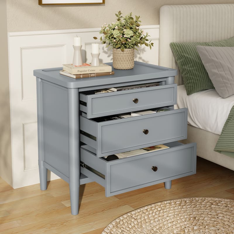 Christopher Knight Home - Modern Minimalist 23.62" Nightstand with Roller Glide Drawers & Solid Wood Legs, Versatile Home Use