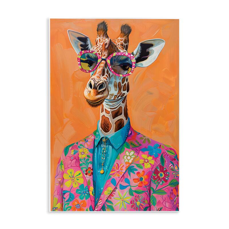 Stupell Bright & Trendy Giraffe in Suit Wall Plaque Art Design By LSR Design Studio - 10 x 15