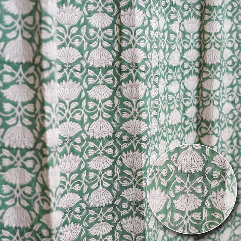 Fabdivine Handmade Block Print Viscose Linen Gift Home Decorative Accent Vintage Curtain or Drape