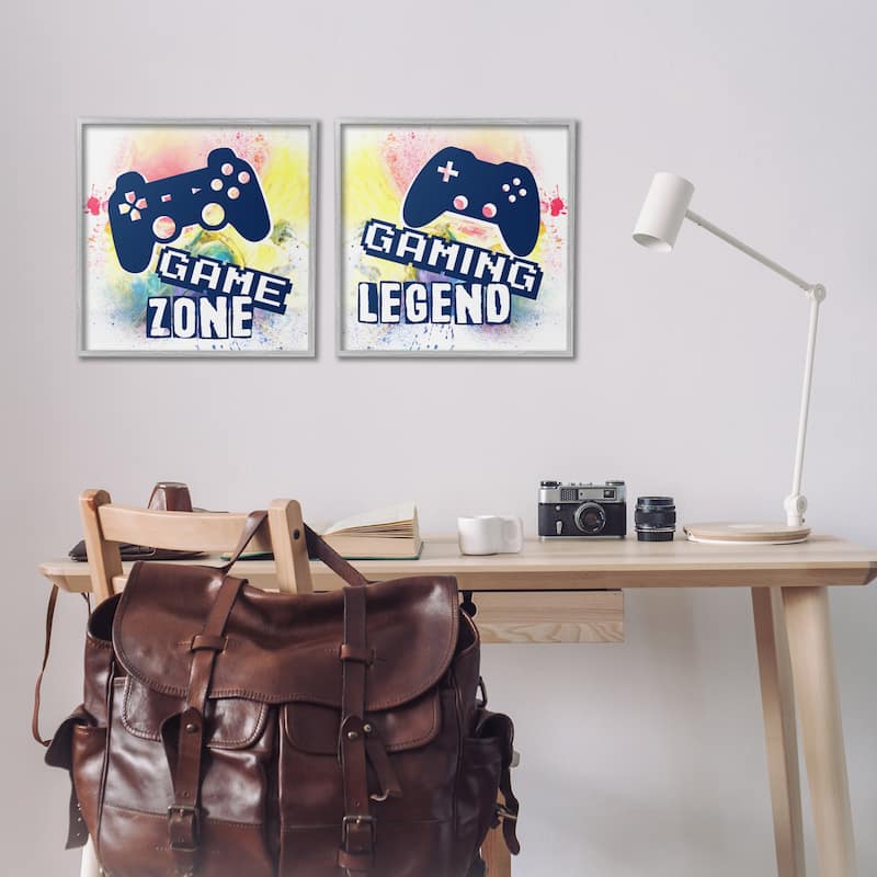 Stupell Retro Splatter Game Phrases Framed Giclee Art Design By Marcus Prime (Set of 2)