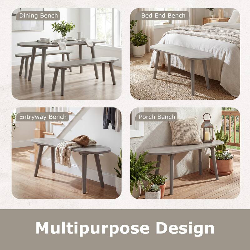 Gymax 43'' Solid Wood Farmhouse Dining Bench w/Rubber Wood Legs for