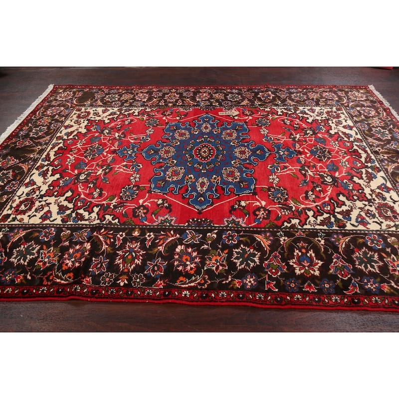 Floral Traditional Bakhtiari Persian Area Rug Hand-knotted Wool Carpet - 6'10" x 9'7"
