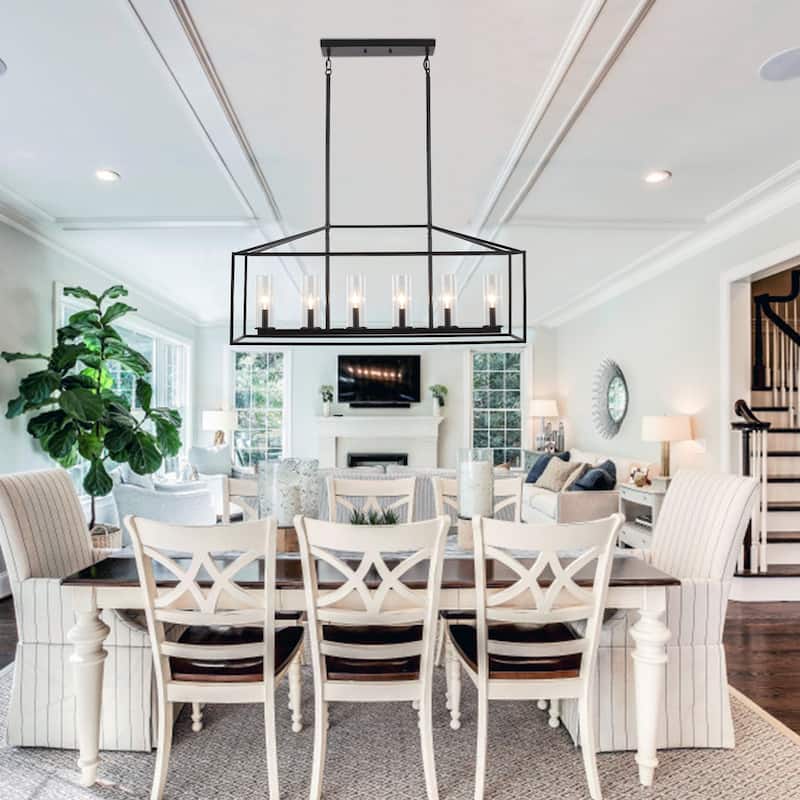 Modern Kitchen Island Chandelier, Farmhouse 6-Light Semi Flush Mount Chandelier for Dining Room Living Room Bedroom