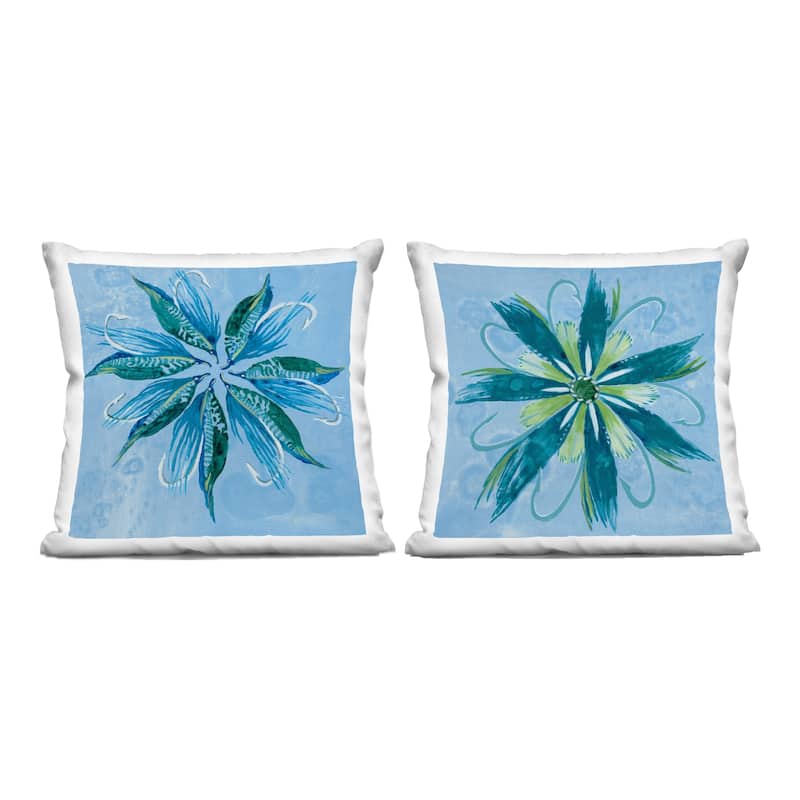 Stupell Whimsical Flower Shapes Decorative Printed Throw Pillow Design by Liz Jardine (Set of 2) - Pillow Sets - Polyester - Blue - Set of 2