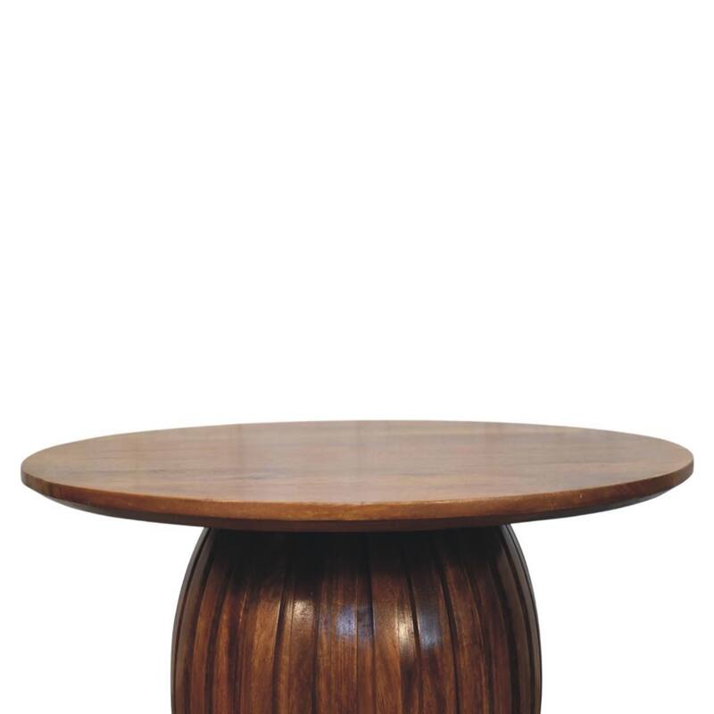 Artisan Furniture Solid Wood Round Fluted Coffee Table , Brown