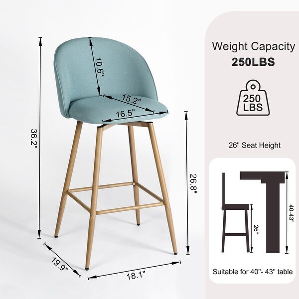 HASEEB 27 in. High Back Swivel Bar Stools with Metal Frame