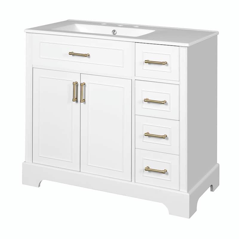 36" Luxury Elegant Bathroom Vanity with Ceramic Sink