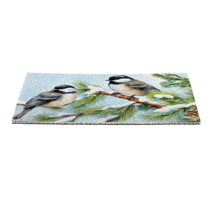 Holiday Chickadees PVC Trapper Door Mat - 28" x 16"
