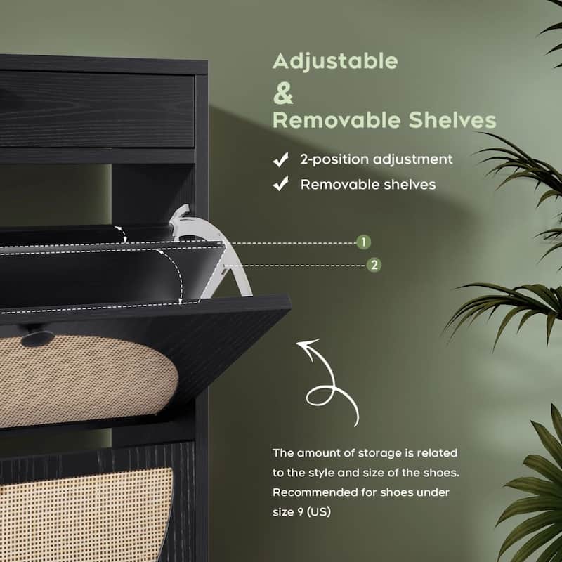 Boho Natural Rattan Shoe Storage Cabinet