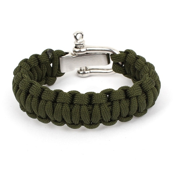 Unique Bargains Camping Army Green Nylon Weave Self-Rescue Cord Survival Bracelet