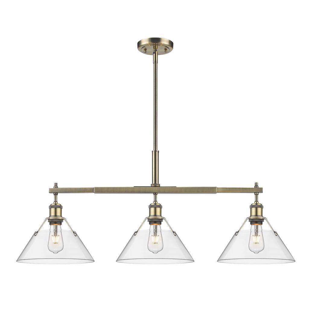 Yep by Golden Lighting Orwell 3-light Island Light in Aged Brass and Clear Glass - Gold