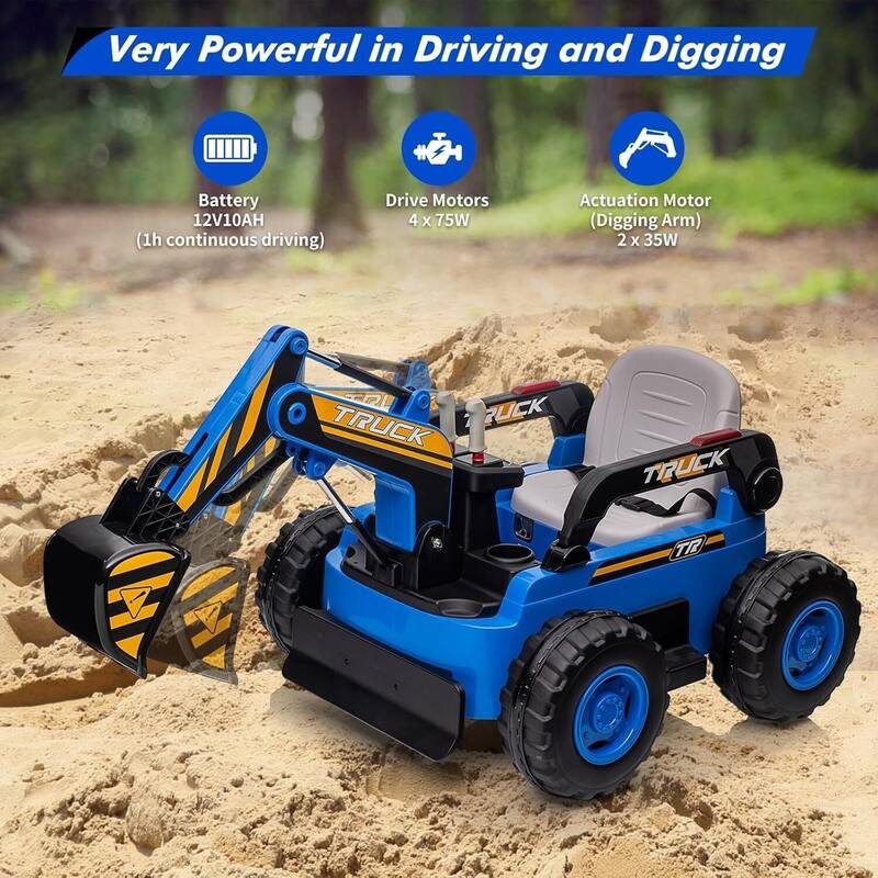 Kids Ride-On Electric Excavator Digger with Remote Control