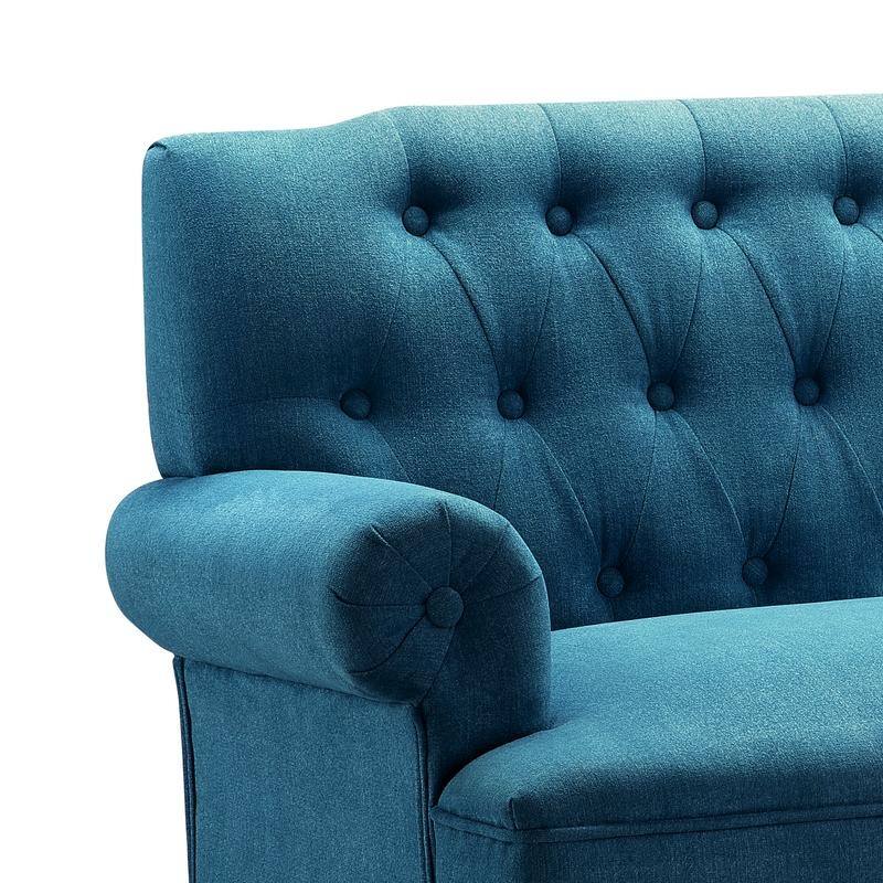 Moser Bay Arete Upholstered Tufted Settee Chesterfield Style Loveseat, Velvet or Linen