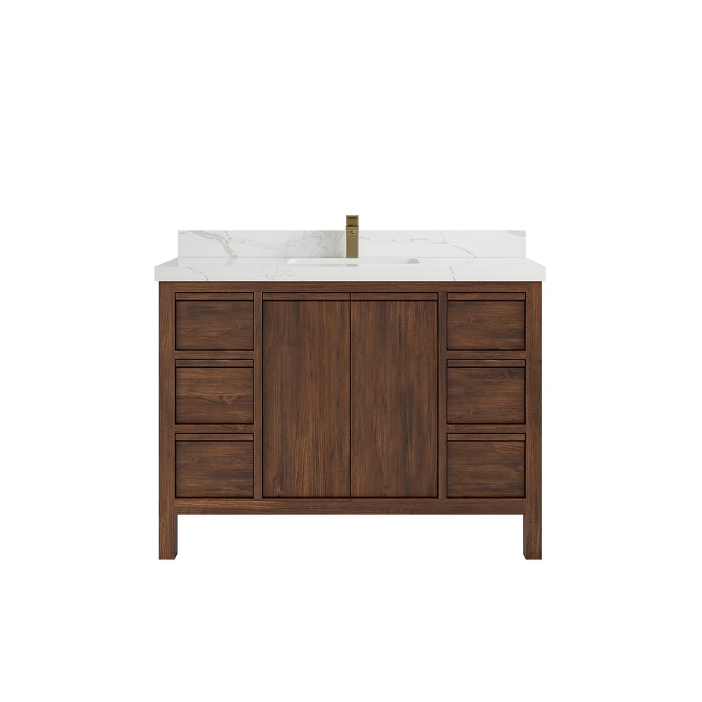 Willow Collections 48 in. W x 22 in. D Elizabeth Solid Teak Single Sink Bathroom Vanity with Countertop