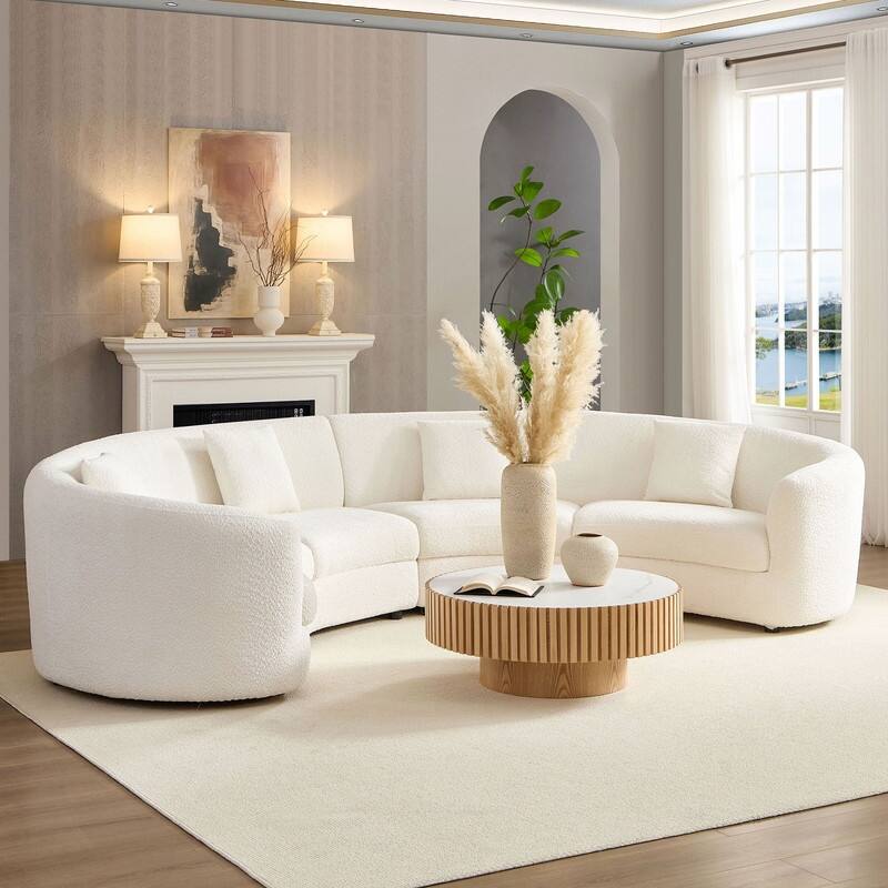 Curved Cloud Sofa, Upholstered Comfy Sofa with Pillows for Living Room