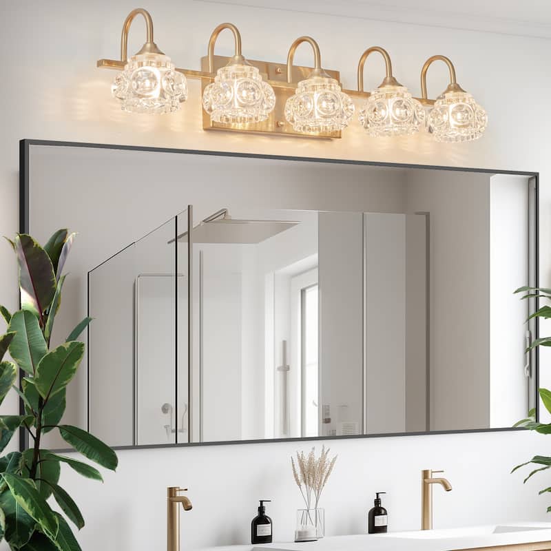 Bathroom Vanity Light 3/4/5-Light Patterned Glass Wall Sconce