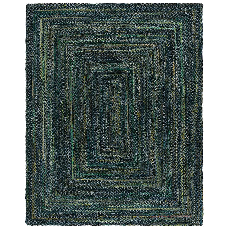 SAFAVIEH Georgine Handmade Nanny Braided Bohemian Cotton Rug - 9' x 12' - Dark Green/Blue