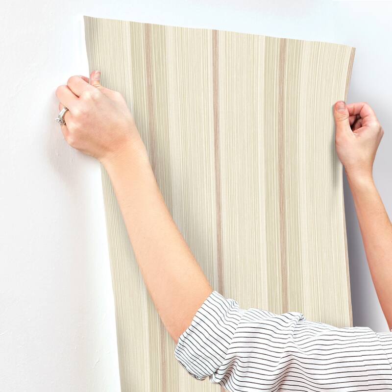 Chris Loves Julia x A-Street Prints Ames Red Linen Stripe Wallpaper