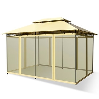 Gymax 2-Tier 10'x13' Steel Gazebo Canopy Tent Shelter Patio Garden