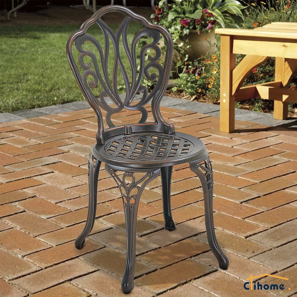 Clihome Outdoor Cast Aluminum Bistro Chair (Set of 2)