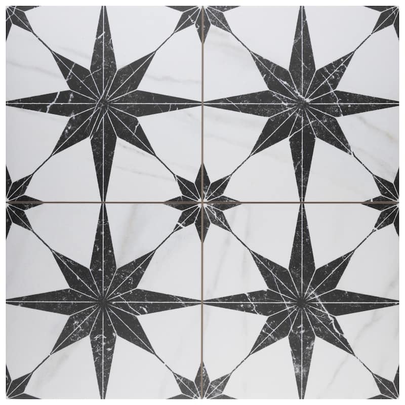Merola Tile Merzoni Star Marquina 17-7/8" x 17-7/8" Porcelain Floor and Wall Tile