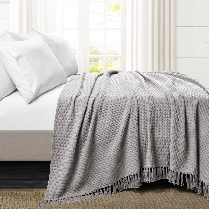 Lush Decor Waffle Cotton Knit Blanket/Coverlet