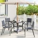 preview thumbnail 1 of 7, Outsunny Outdoor Dining Table for 4 People, 37" Square Patio Table with Umbrella Hole, Backyard, Deck, Gray Grey