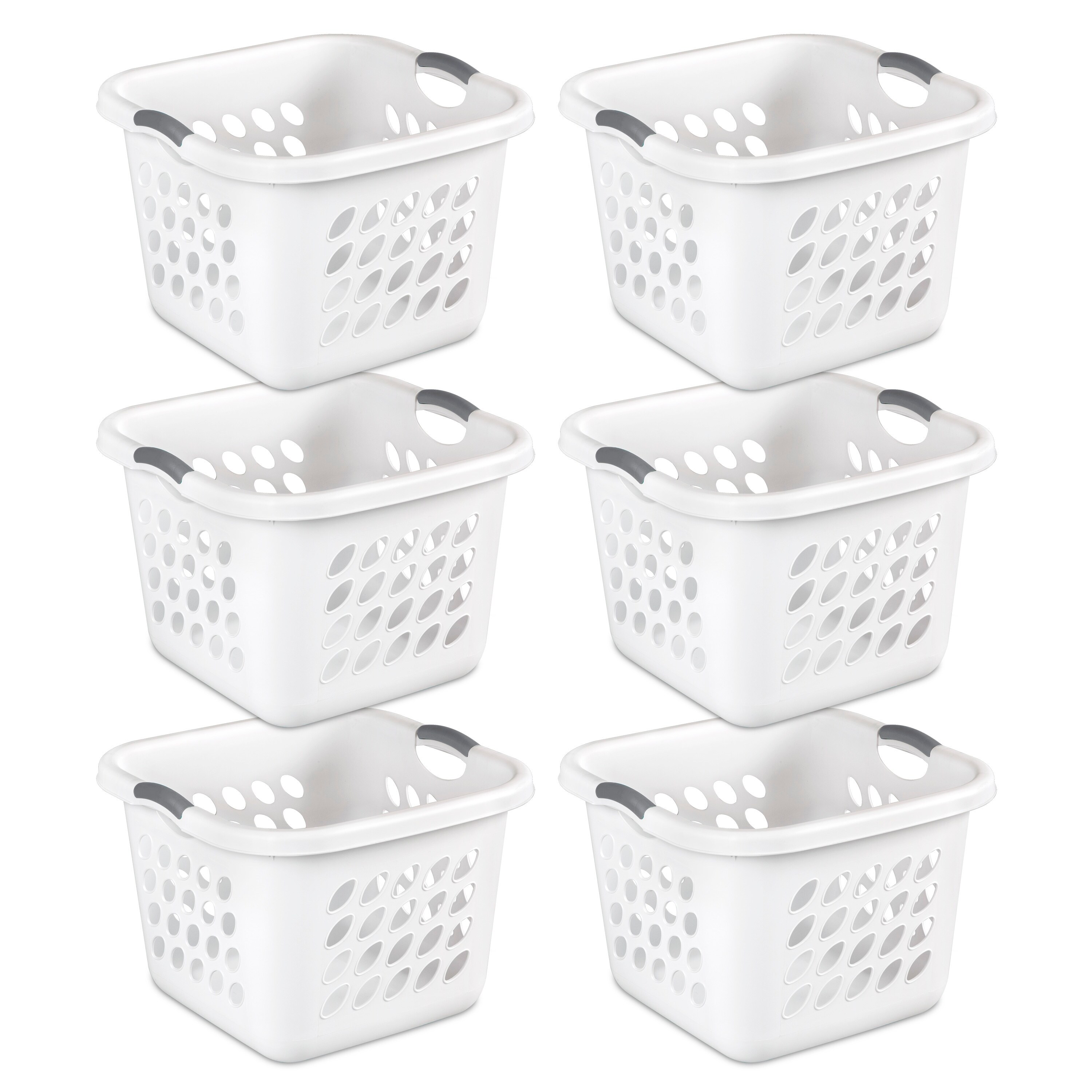 STERILITE Square Laundry Baskets, White - Case of 6