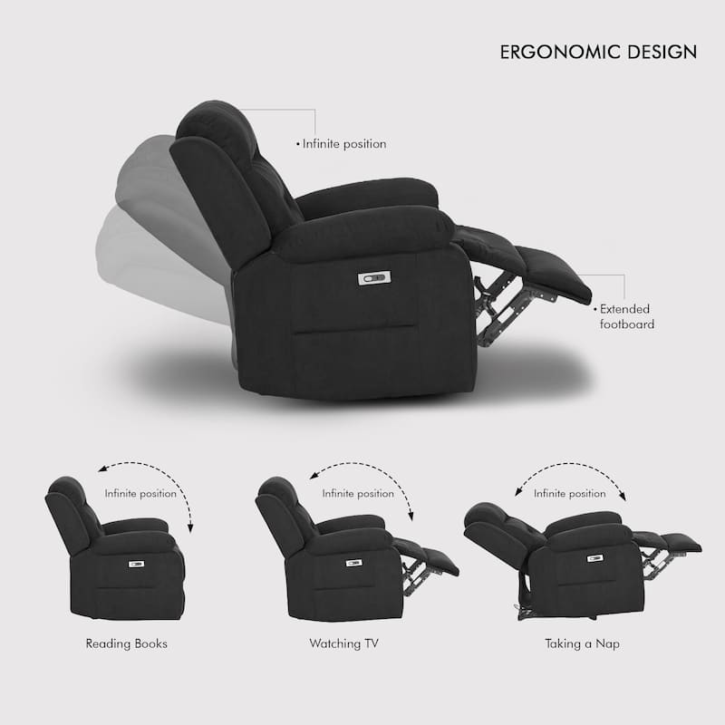 3-Piece Modular Power Recliner Fabric Sofa Set with USB&USB-C Charging For Livingroom