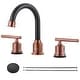 preview thumbnail 1 of 7, WOWOW 8 in. Widespread Double-Handle Bathroom Faucet with Drain Kit Rose Gold and Black